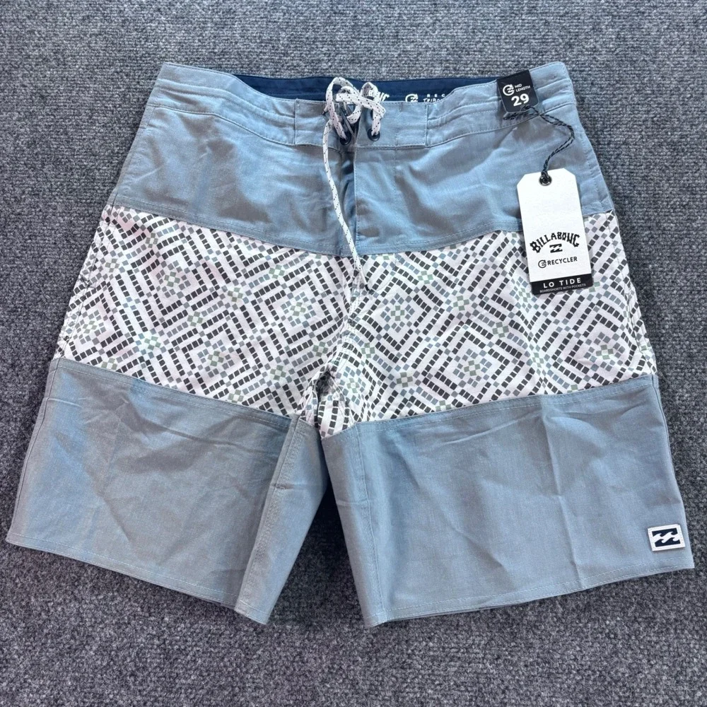 Billabong Boardshorts Mens 29 Blue Lo Tide Tribong Recycler NWT Swim Trunks